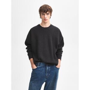 Massimo Dutti Mens Cashmere Sweater L Large Ribbed Knit Gray 0903/333 NWT